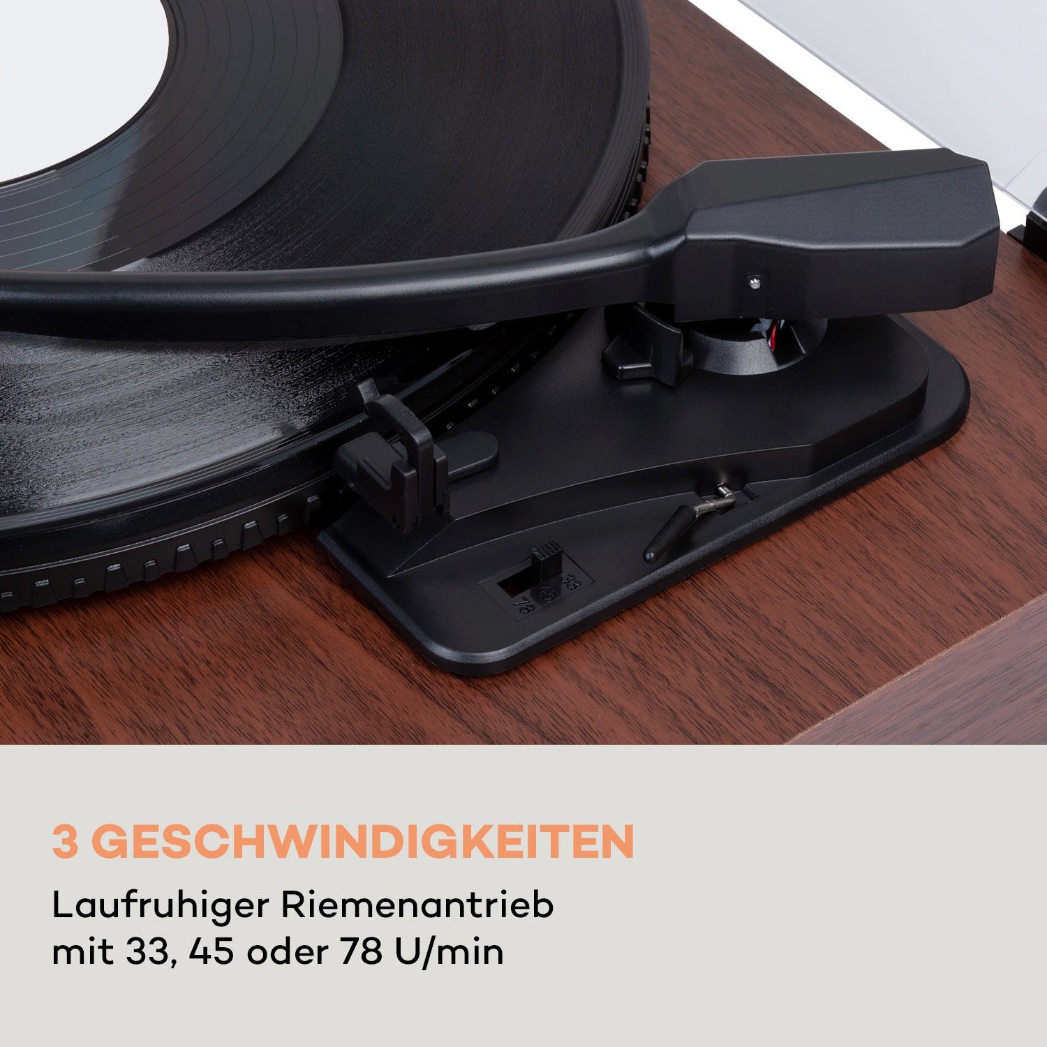 Auna TT-Classic Light Plattenspieler (Riemenantrieb, Bluetooth, Schallplattenspieler mit Lautsprecher Vinyl Plattenspieler)