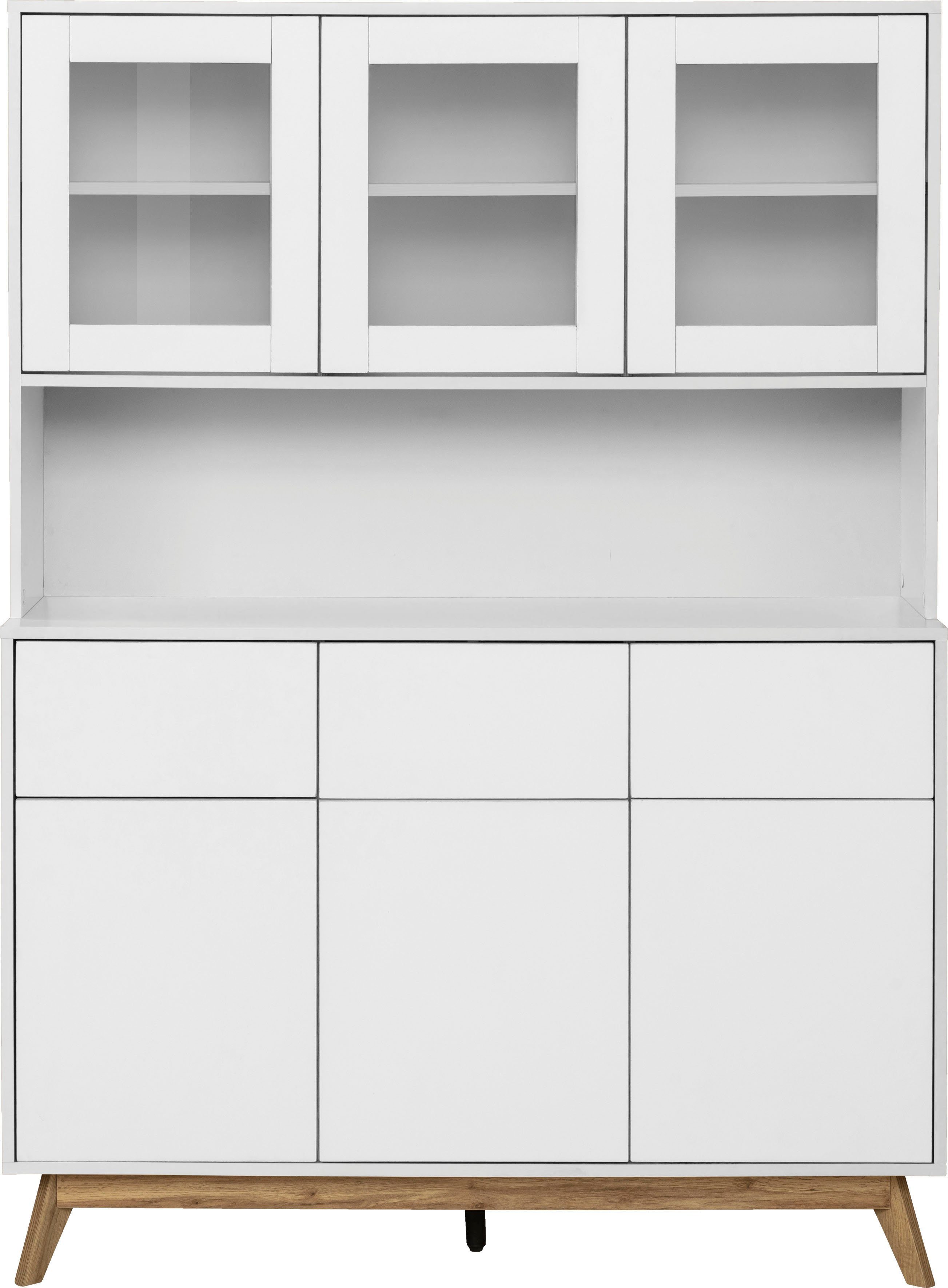Home affaire Buffet Skandi 3 Glastüren, 3 Holztüren und 3 Schubkasten, Breite 120 cm, Höhe 165 cm