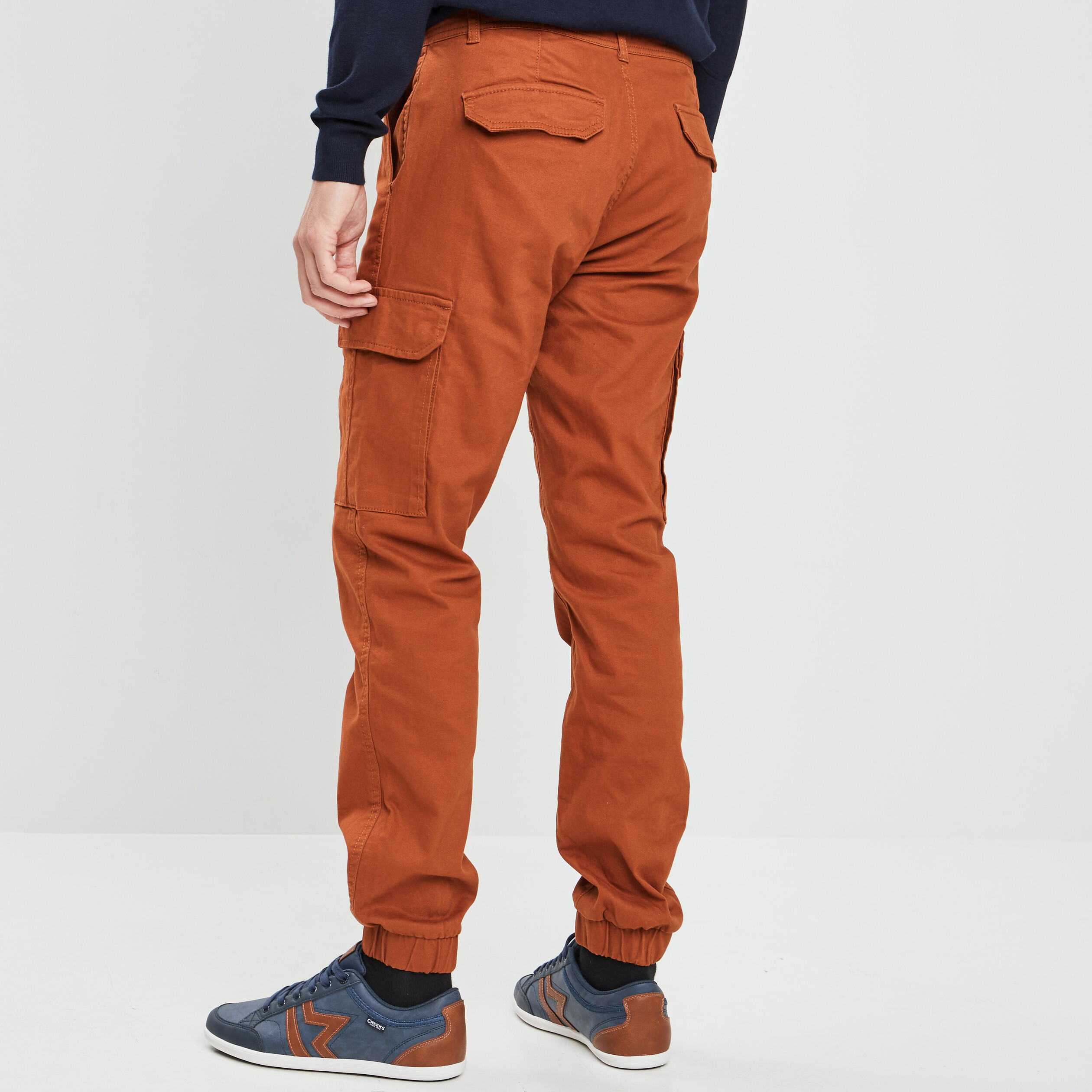 Pantalon cargo à coulisse marron cognac homme | La Halle