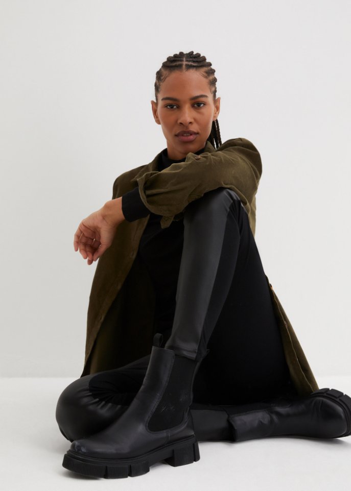 Leggings mit Lederimitat Einsatz