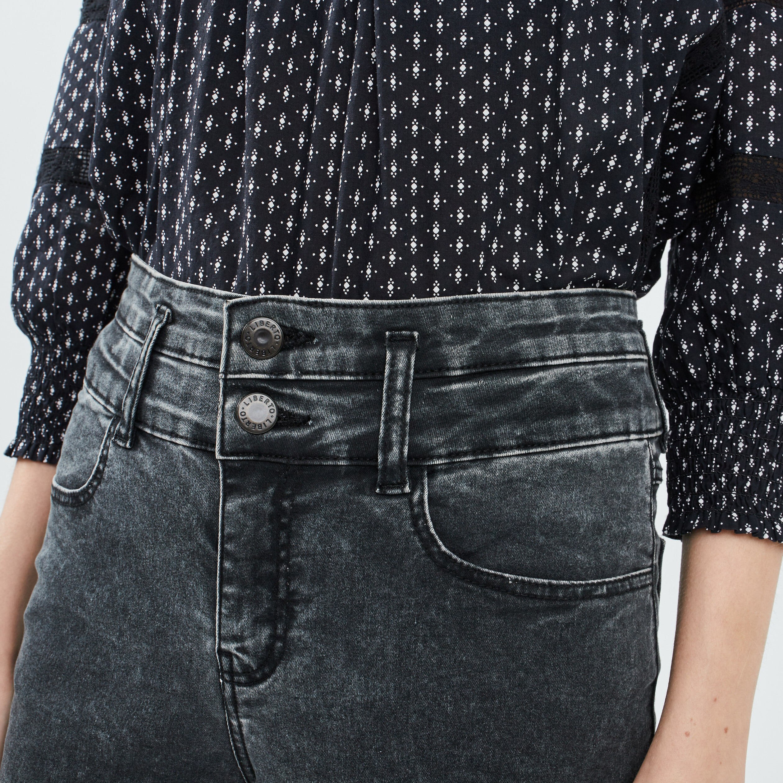 Jegging slim taille haute denim gris femme | La Halle