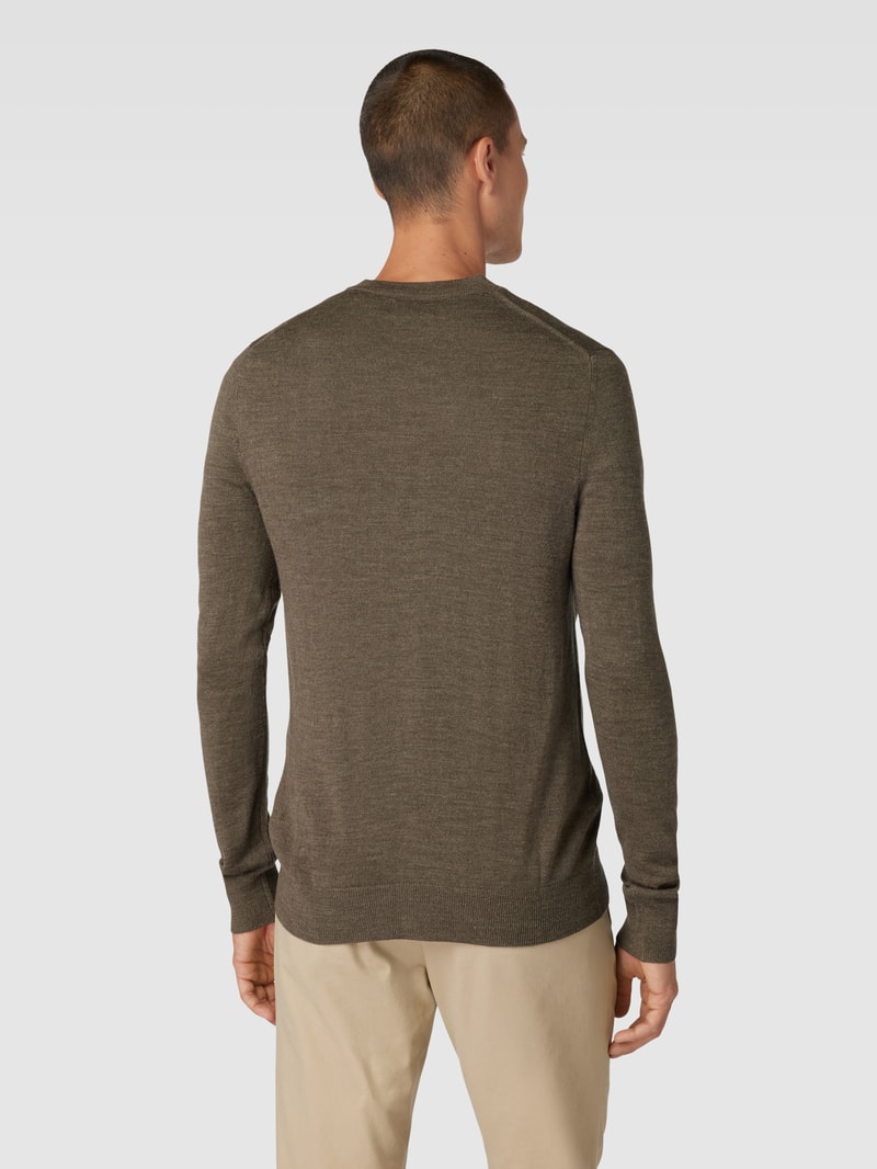 Strickjacke mit V-Ausschnitt und Knopfleiste in taupe meliert