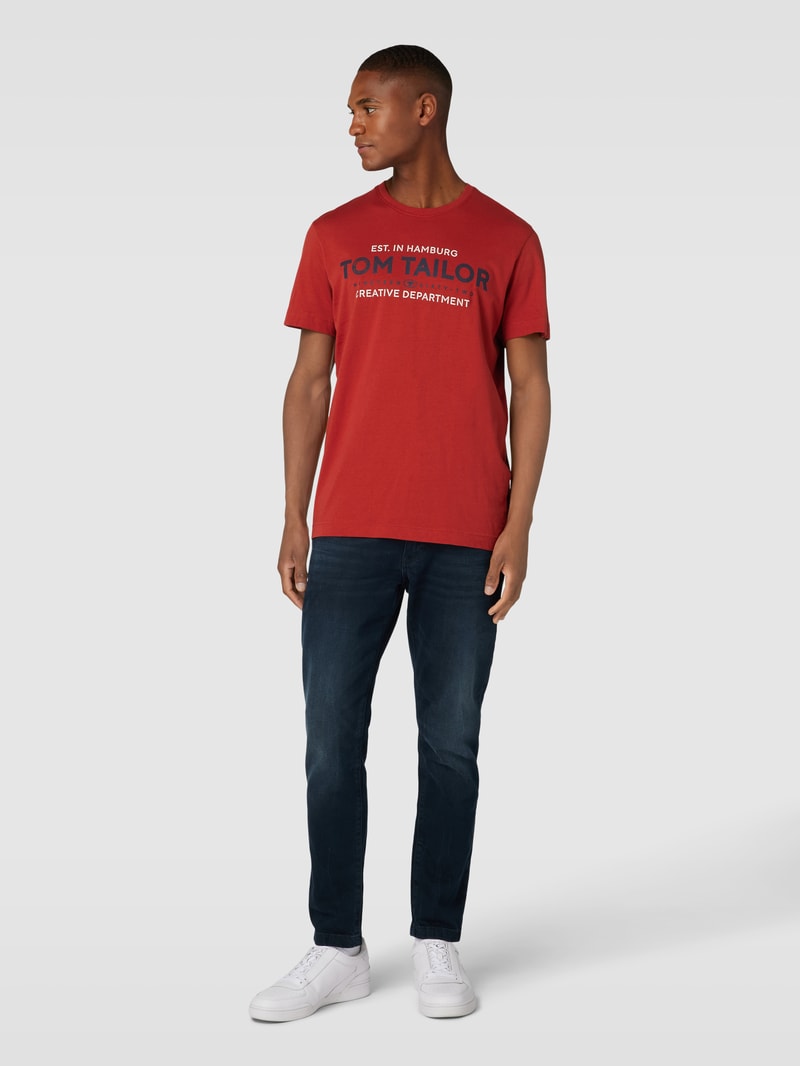 T-Shirt mit Label-Print in rot