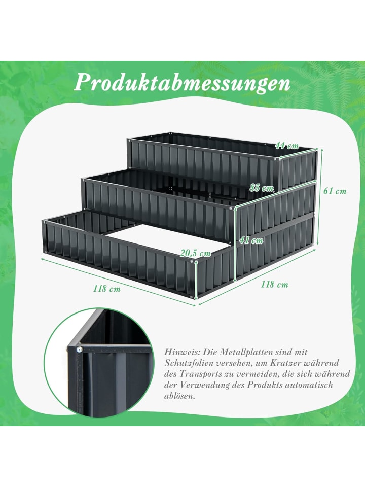 COSTWAY Hochbeet Metall 118x118x61cm in Schwarz günstig kaufen onesize