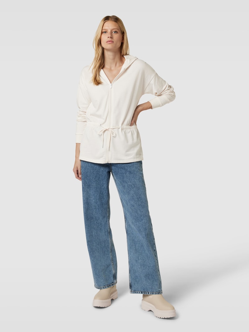 Sweatjacke mit Kapuze in ecru