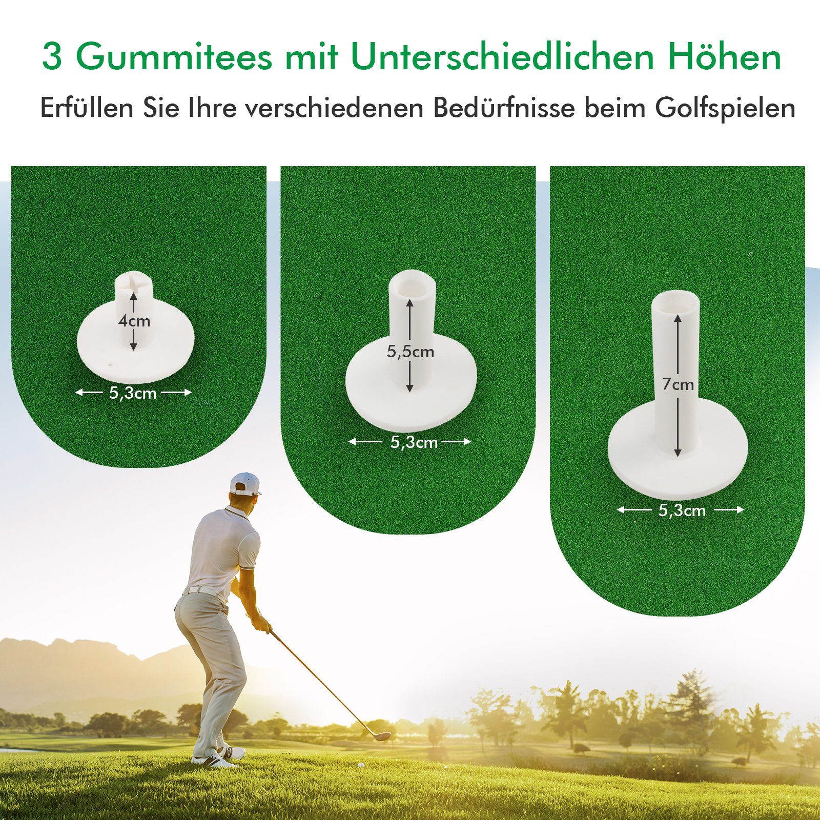 COSTWAY Golf-Abschlagmatte Golfmatte, 150x100cm, mit 3 Gummi-Tees