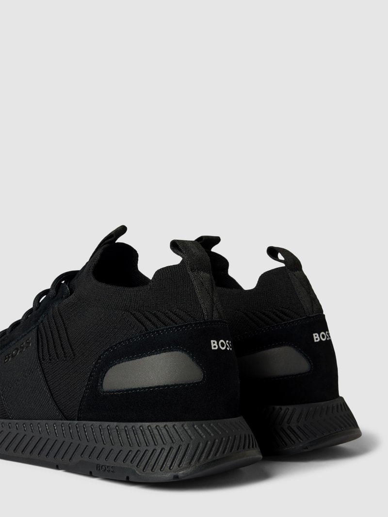 Sneaker aus Leder-Mix Modell 'Titanium' in schwarz