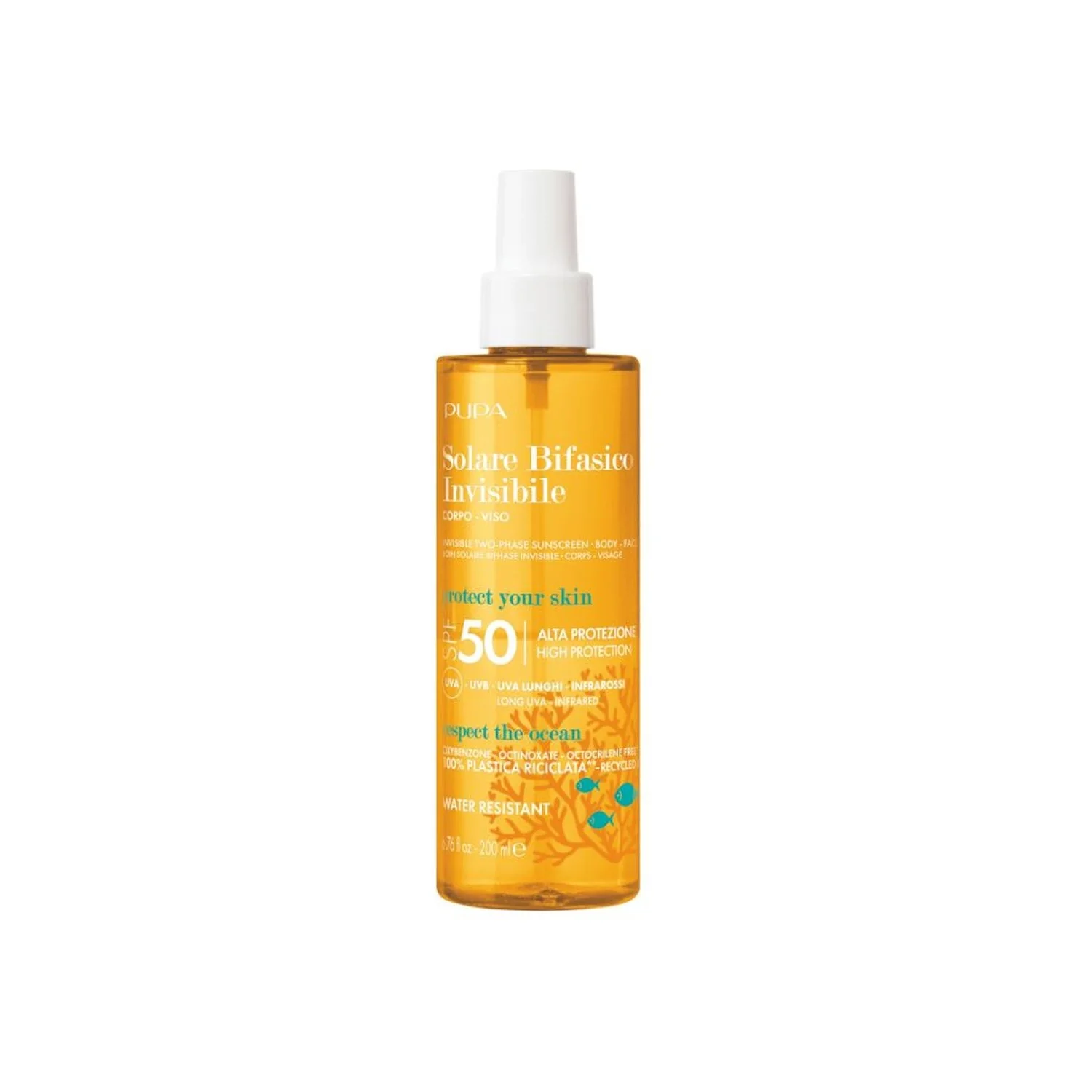Sun Care Invisible Biphasic Sun Cream SPF50 - augstas aizsardzības ķermeņa saules aizsargkrēms, augstas aizsardzības sejas saules aizsargkrēms, augstas aizsardzības ķermeņa saules aizsargkrēms aerosols.