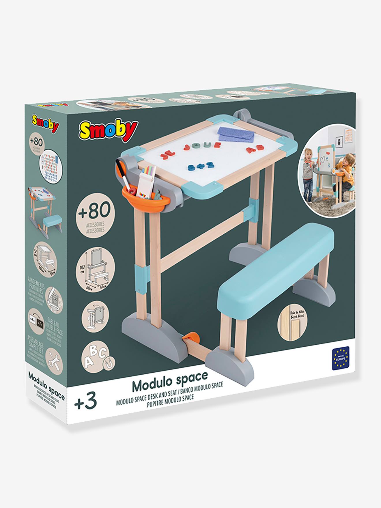 Smoby Kinder 2-in-1 Schulbank & Maltafel Modulo Space SMOBY - blau