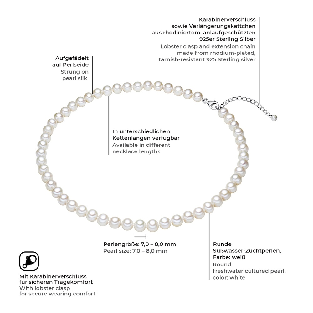 Valero Pearls Chaîne Argent sterling Perle de culture d'eau douce en Argent collier