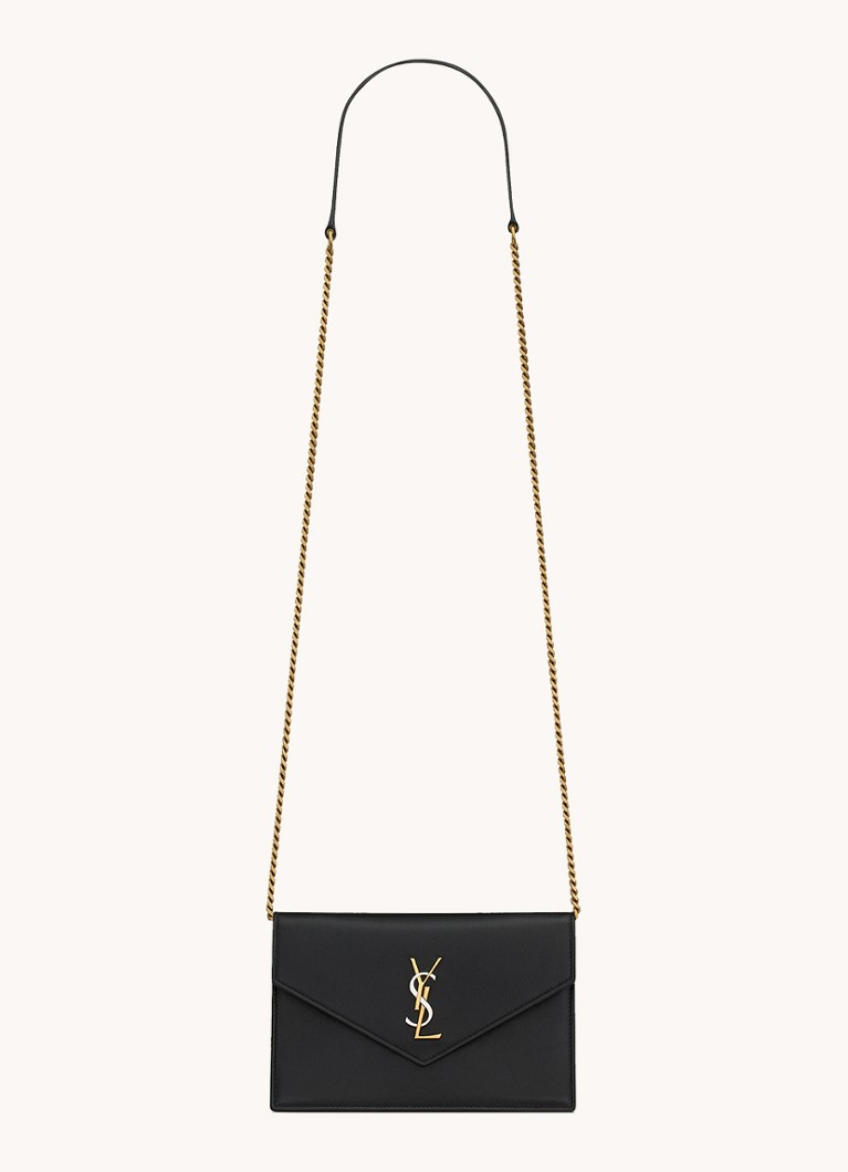 Πορτοφόλι Saint Laurent Envelope από δέρμα αρνιού με λουράκι ώμου