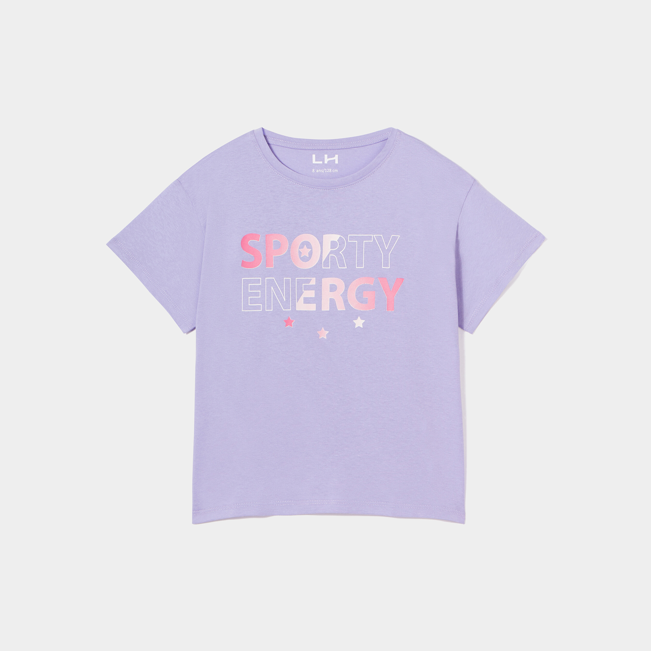 T-shirt droit manches courtes coton mauve fille | La Halle