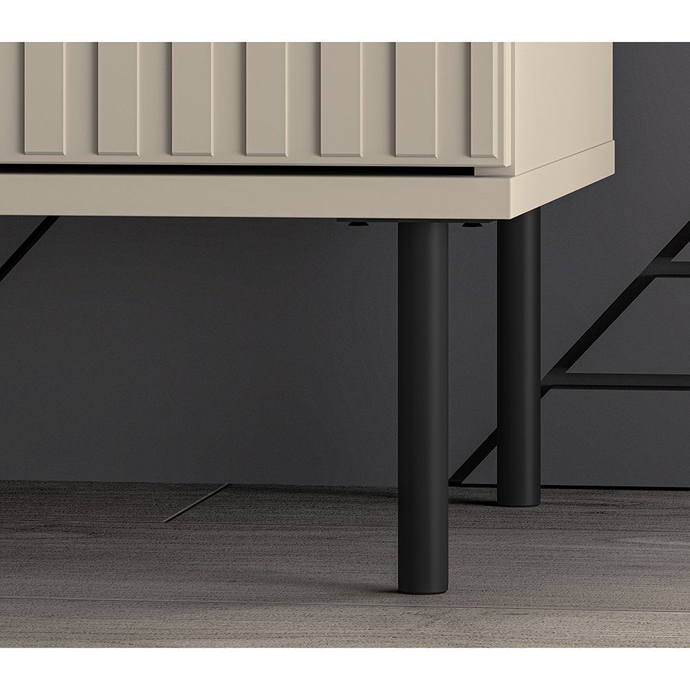Lomadox Wohnwand SALOU-131, (3-St., 3-tlg), in kaschmir matt mit Glasfront und Softclose-Funktion
