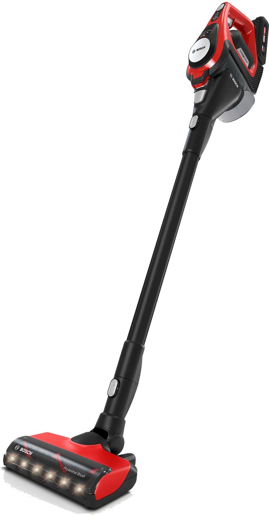 BOSCH Akku-Stielstaubsauger BCS8224PET Unlimited Serie 8 Gen2, beutellos, Ideal für Haustierbesitzer, rot/schwarz