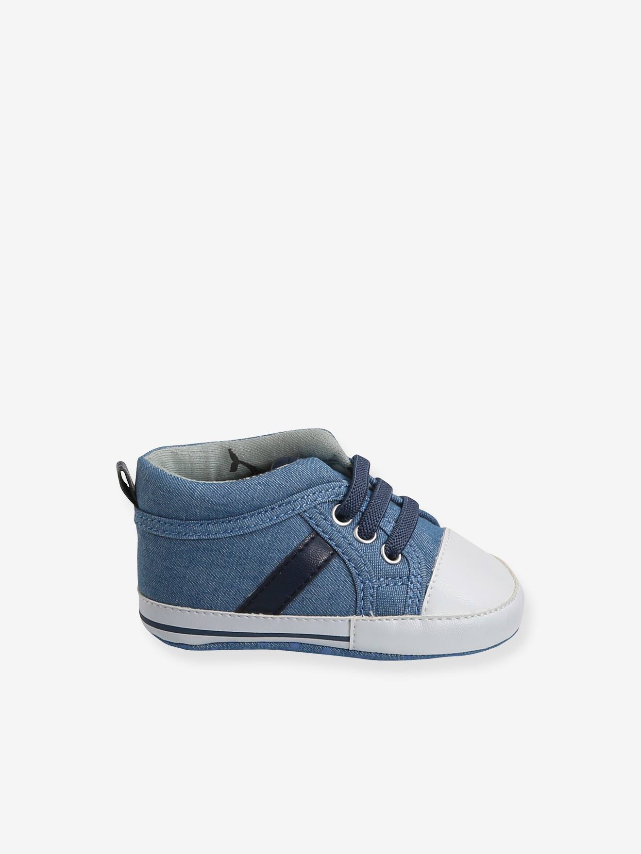 Chaussons baskets souples bébé garçon bleu