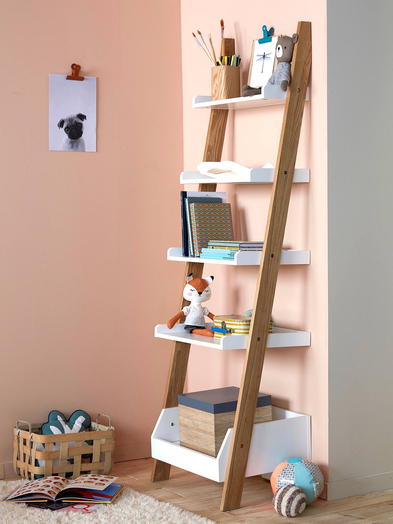 Vertbaudet Kinderzimmer Leiterregal ARCHITEKT - weiß/natur