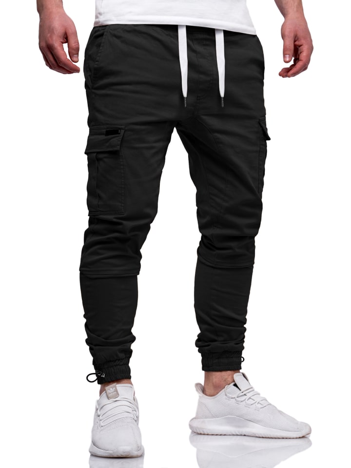 DAILY COTTON Cargohose - mit elastischem Bund Jogger-Hose Jeanshose Stoffhose in Schwarz günstig kaufen