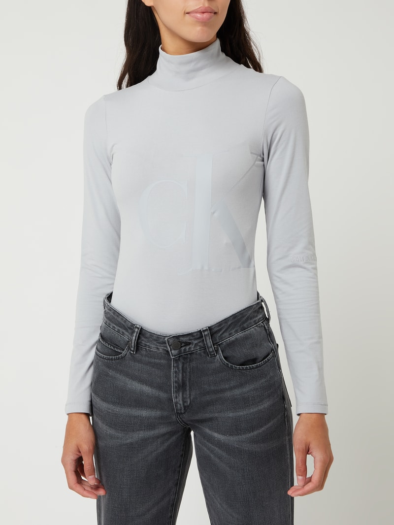 Body mit Logo-Print in mittelgrau