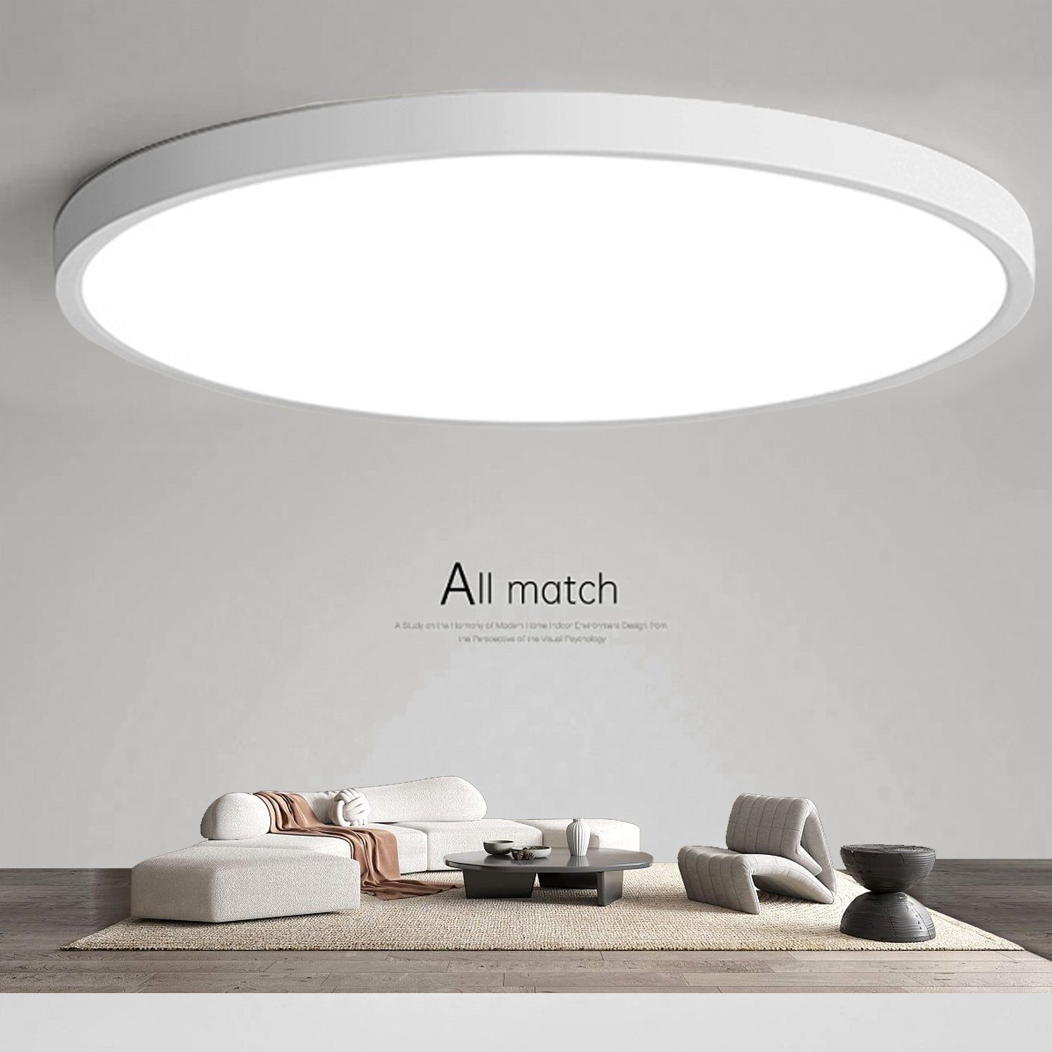 IBETTER Deckenleuchte LED Deckenlampe Flach Rund Ø23cm IP65Badezimmer licht,20W Wohnzimmer, Bad-Leuchte Lampe Flur inkl Leuchtmittel 20W 6500K, weiß, Wohnzimmer-Leuchte Lampe Flur inkl Leuchtmittel, küchenlampe