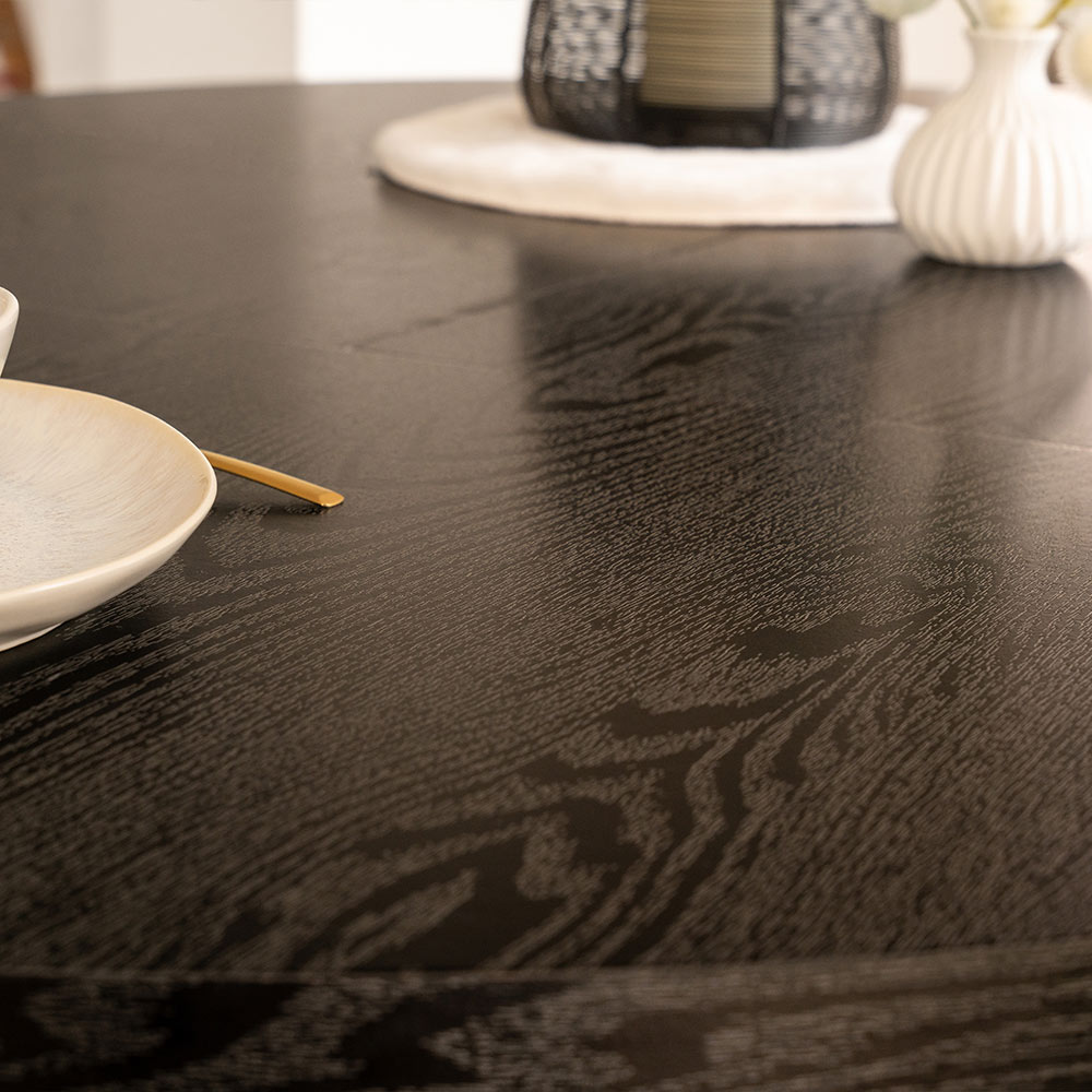 Home Deluxe HOME DELUXE Esstisch Rund Ausziehbar AVENTURA inkl. Sternfuß - 120 x 120 cm Dark Oak
