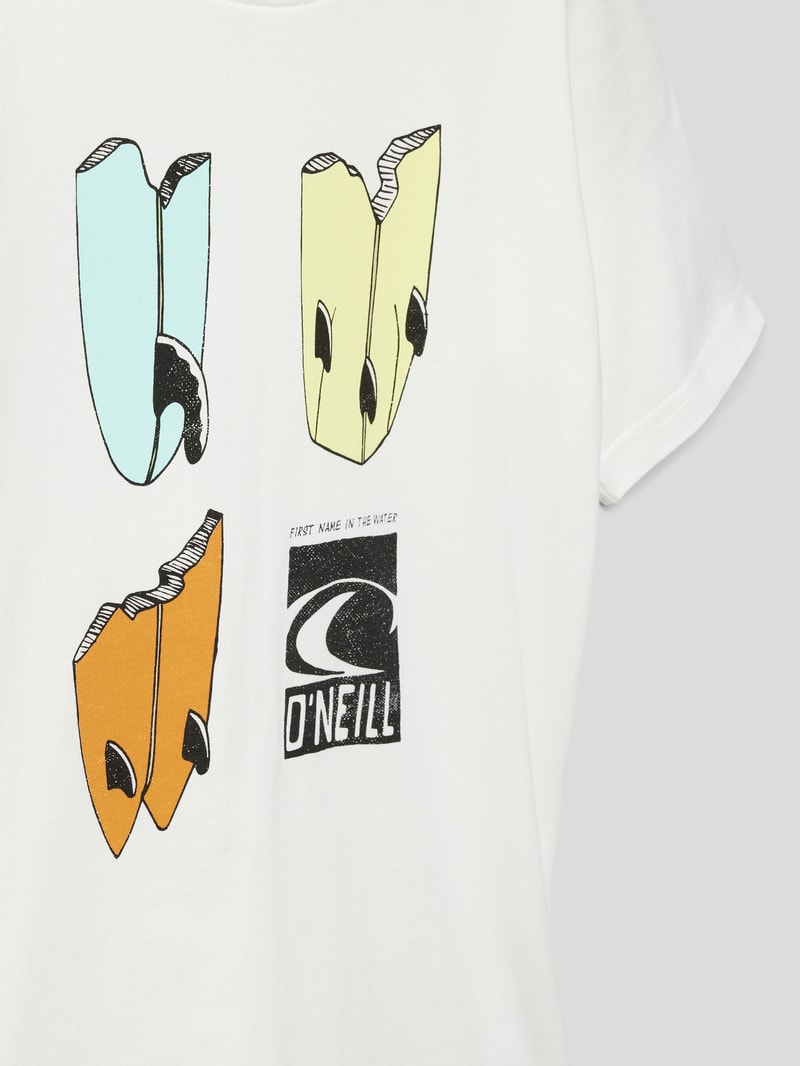T-Shirt aus Baumwolle mit Label-Print Modell 'GATO' in weiß