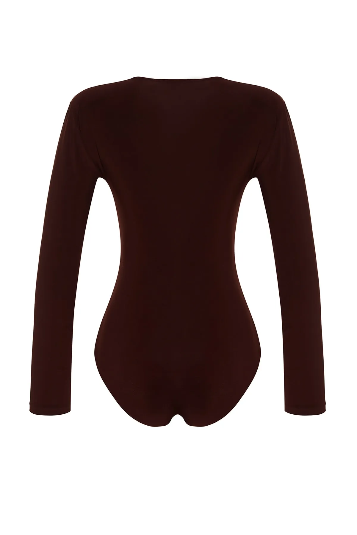 Trendyol Collection  Brauner, gepolsterter, drapierter, taillierter/flexibler Strickbody mit Druckknopfverschluss TWOAW22BD0156