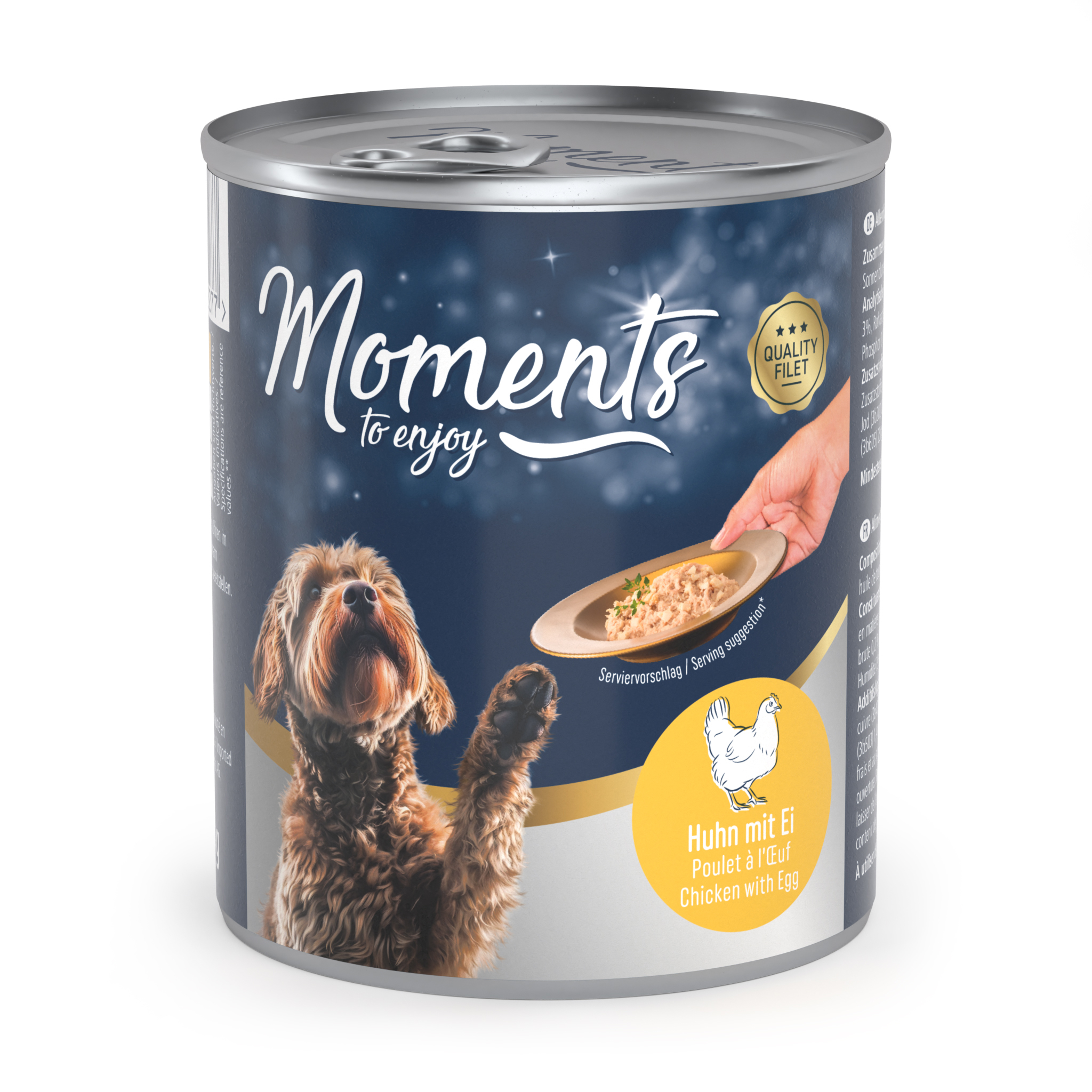 MOMENTS Hundenassfutter MOMENTS Adult 6x220g Huhn mit Ei