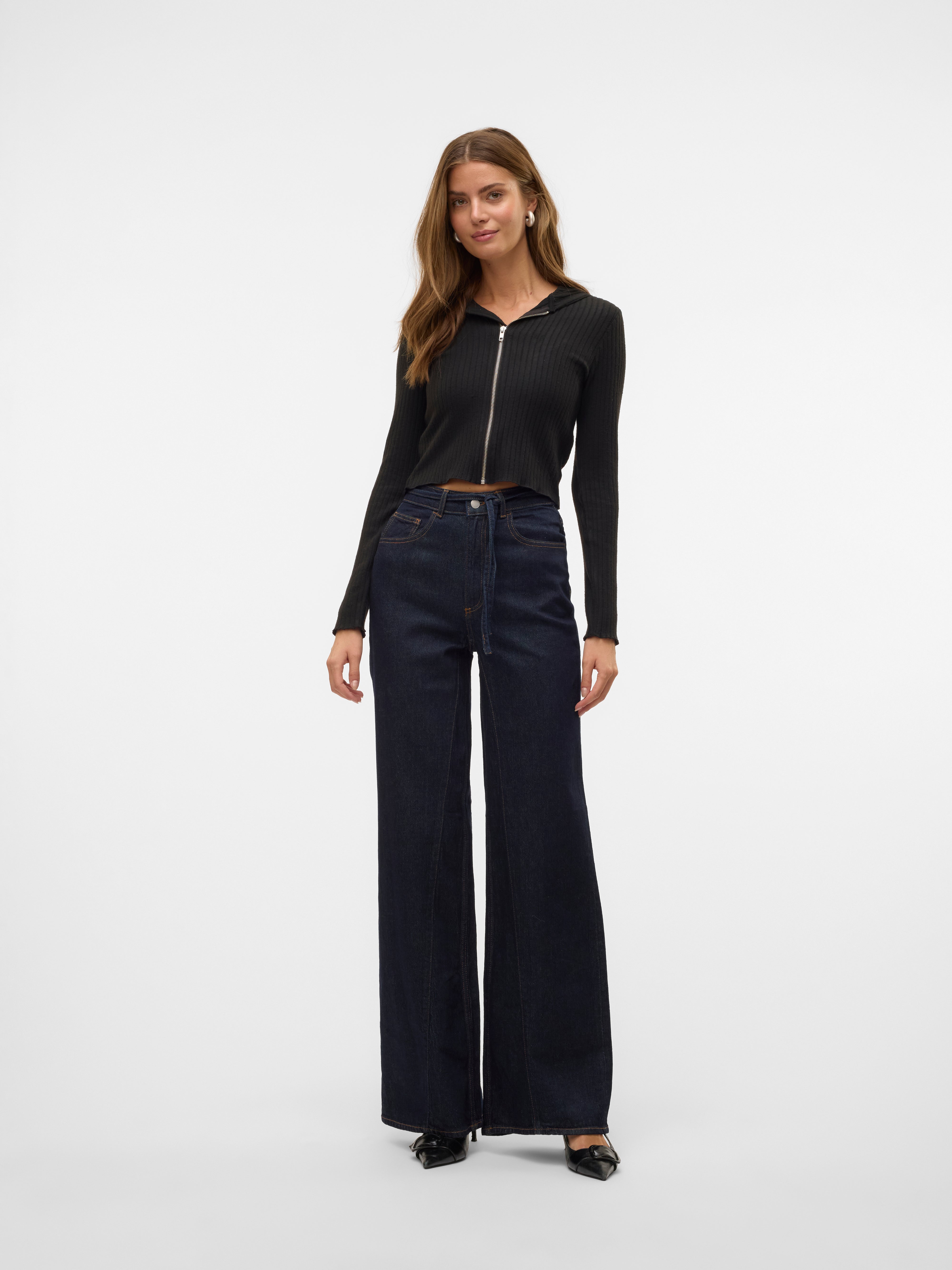 AWMADDIE Hohe Taille Weiter Beinschnitt Jeans