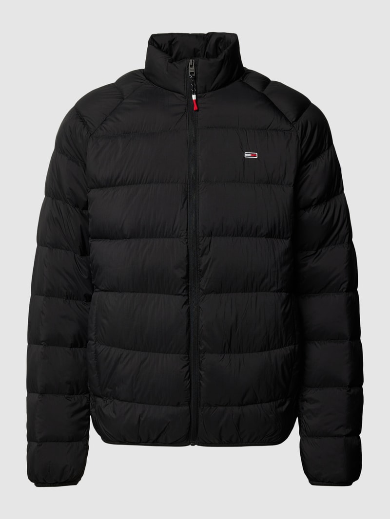 Steppjacke mit Logo-Stitching in schwarz