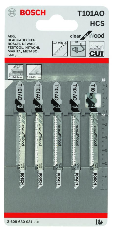 Bosch Blue Accessories 2608630031 T101AO Stiksavklinger T-skaft pr. 5 stk. træ