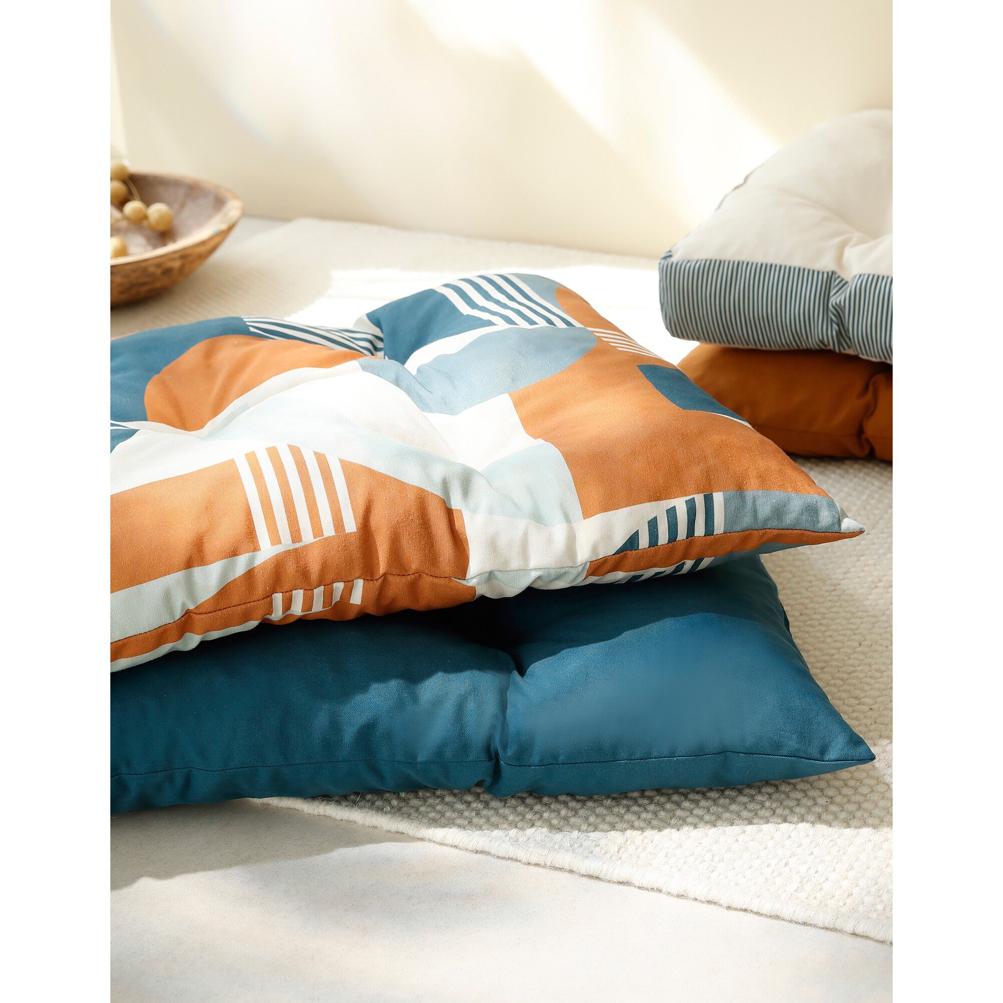 Long coussin de sol uni
