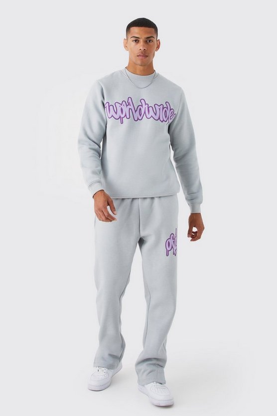 Sweatshirt-Trainingsanzug mit Grafitti-Print