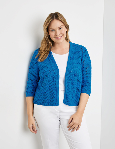 3/4 Arm Strickjacke aus Lochstrick