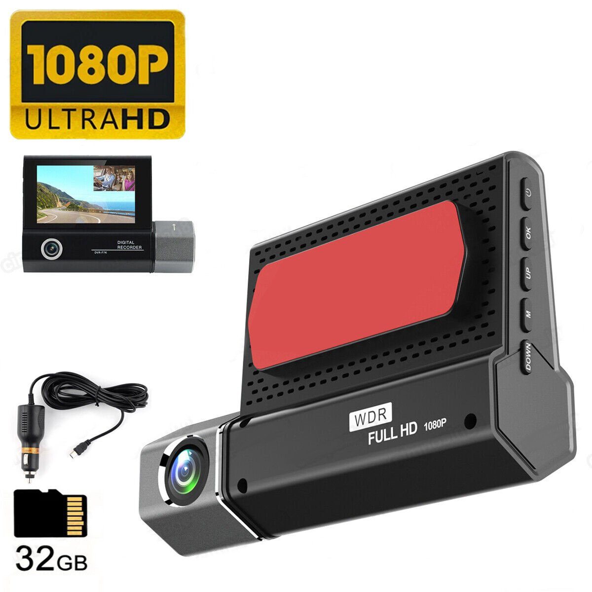 Yoyaxi 32G+ Auto-DVR 170° Doppelobjektiv-Dashcam Dashcam (1080P Videorecorder-Kamera vorne und hinten)