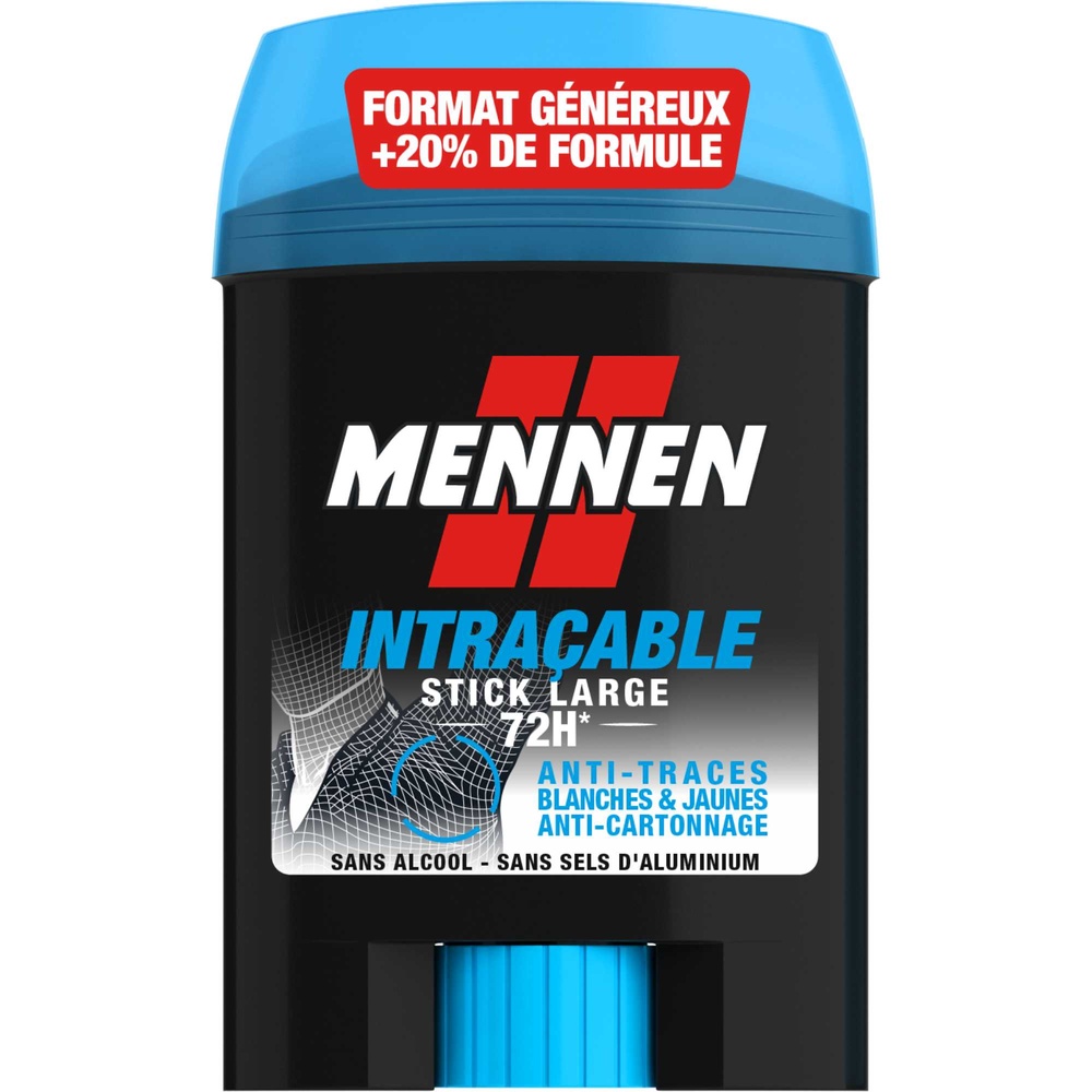 mennen INTRACABLE Deodorant homme 72H stick large sans alcool