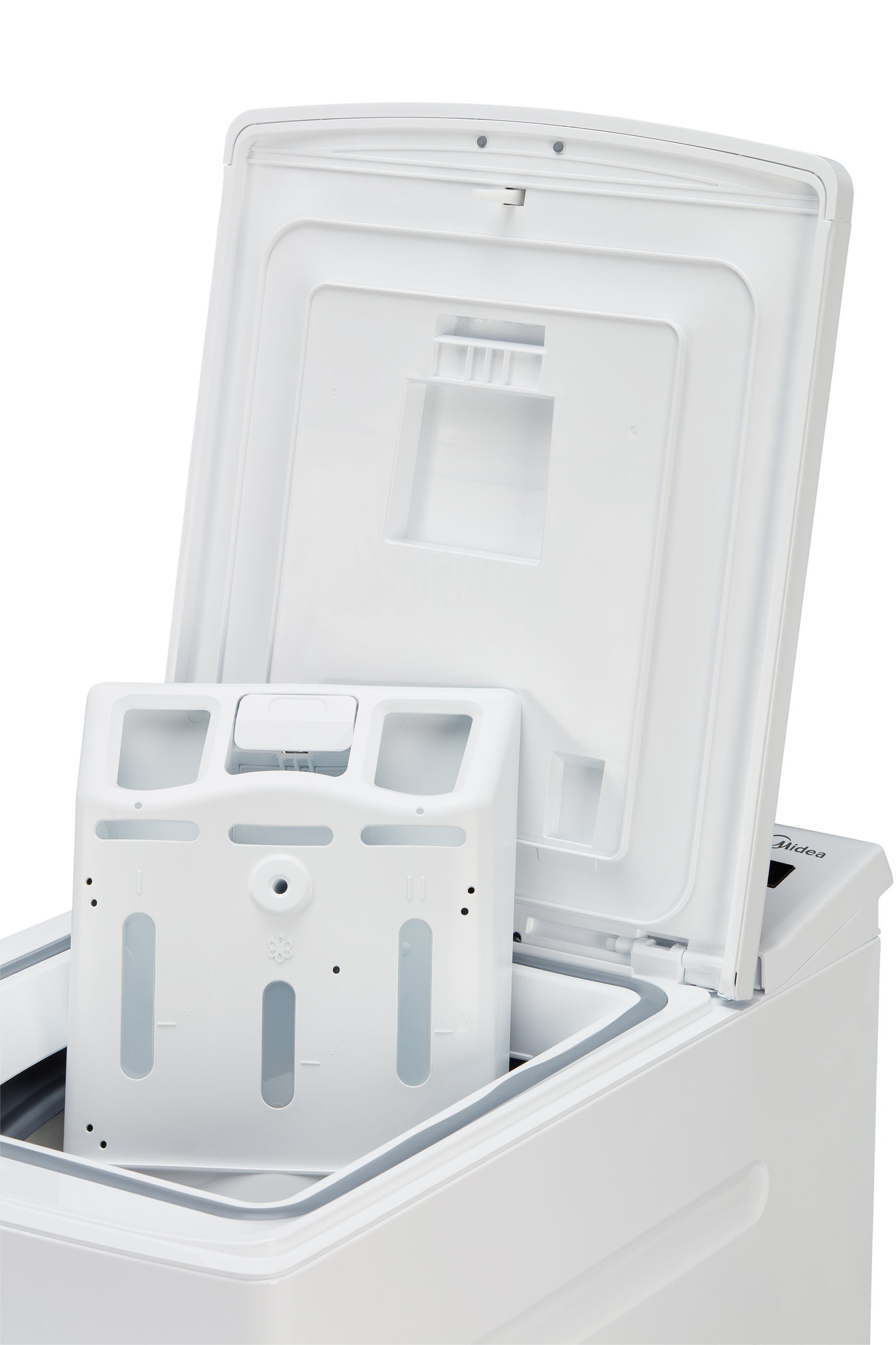 Midea Waschmaschine Toplader Serie 5 TW 5.72i diN, 7,5 kg, 1200 U/min, Soft Opener, XL Door, Trommelreinigung, AquaStop, Mein Programm