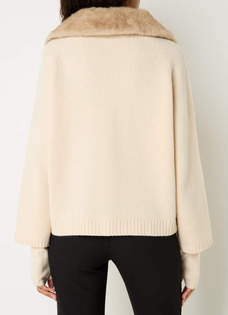 Cardigan in cashmere a maglia fine con guantini e collo in pelliccia sintetica removibile di Gerard Darel Jadwige.