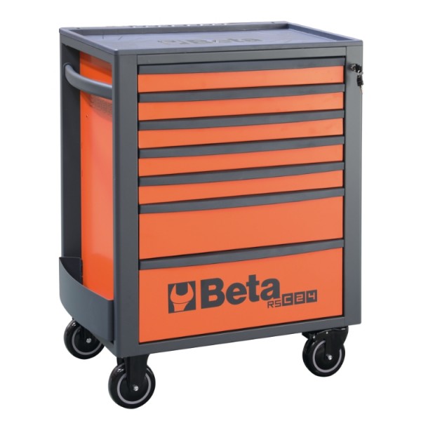 Cărucior scule Beta 024004070, portocaliu, 7 sertare - 740x445x969 mm
