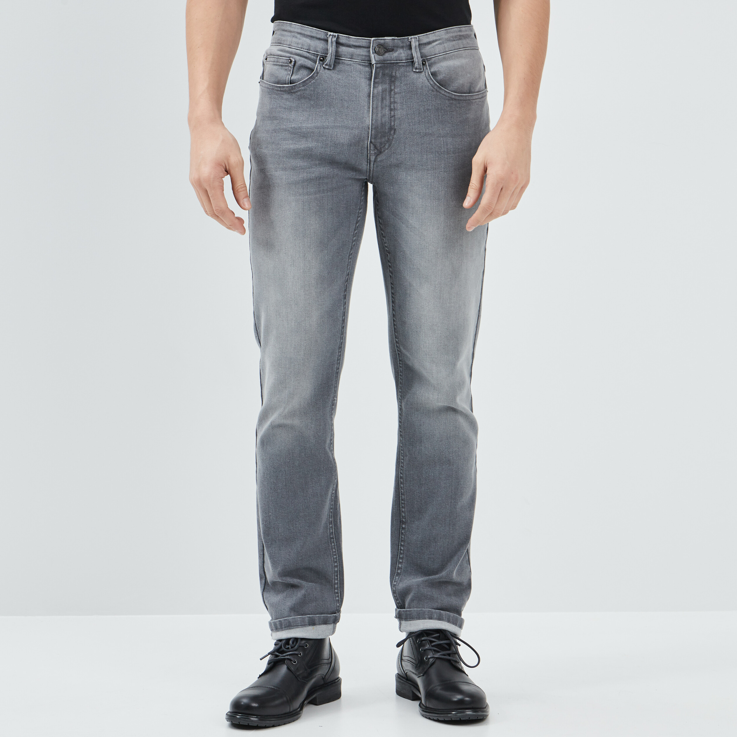 Jeans regular stretch denim gris homme | La Halle