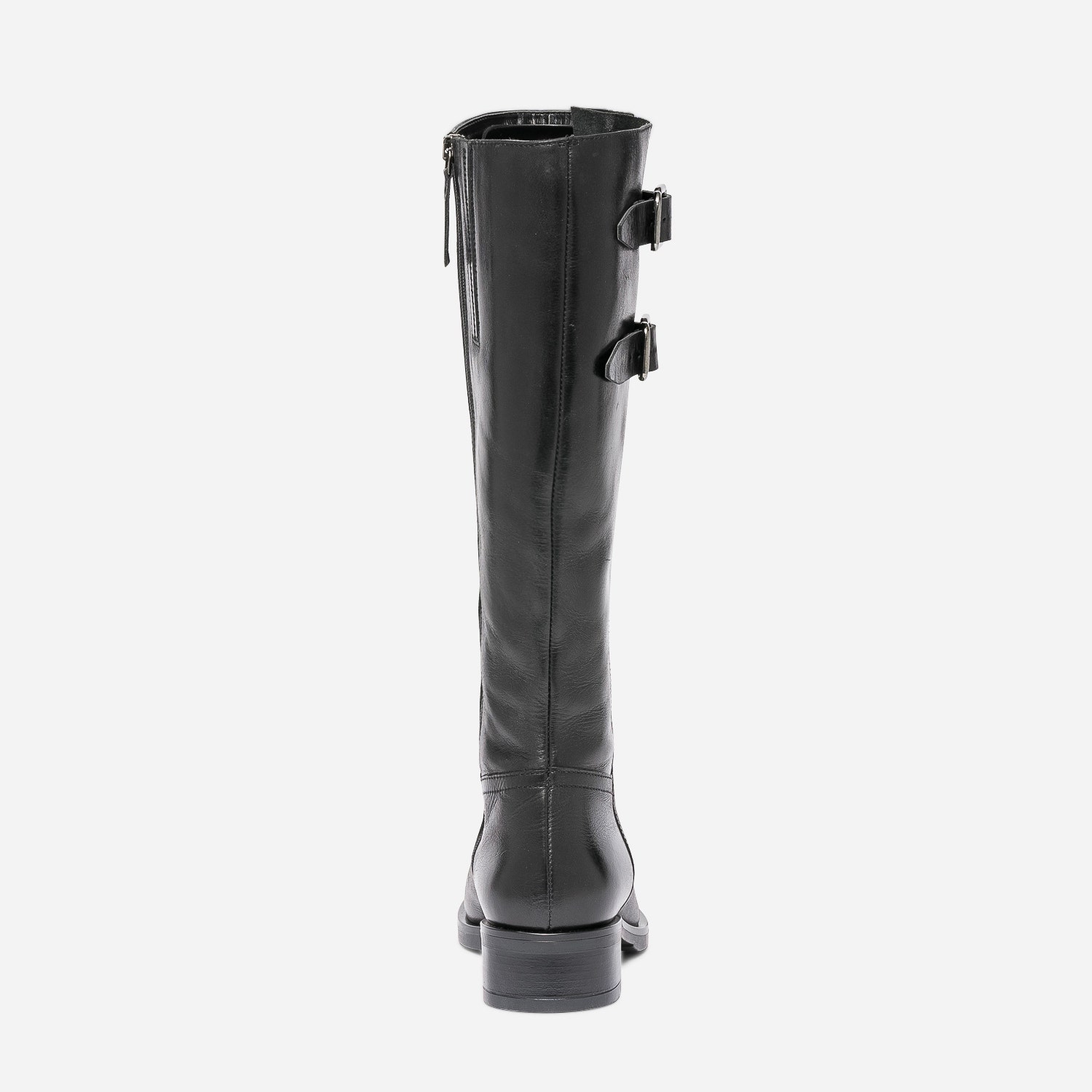 Botte noire en cuir à double boucle