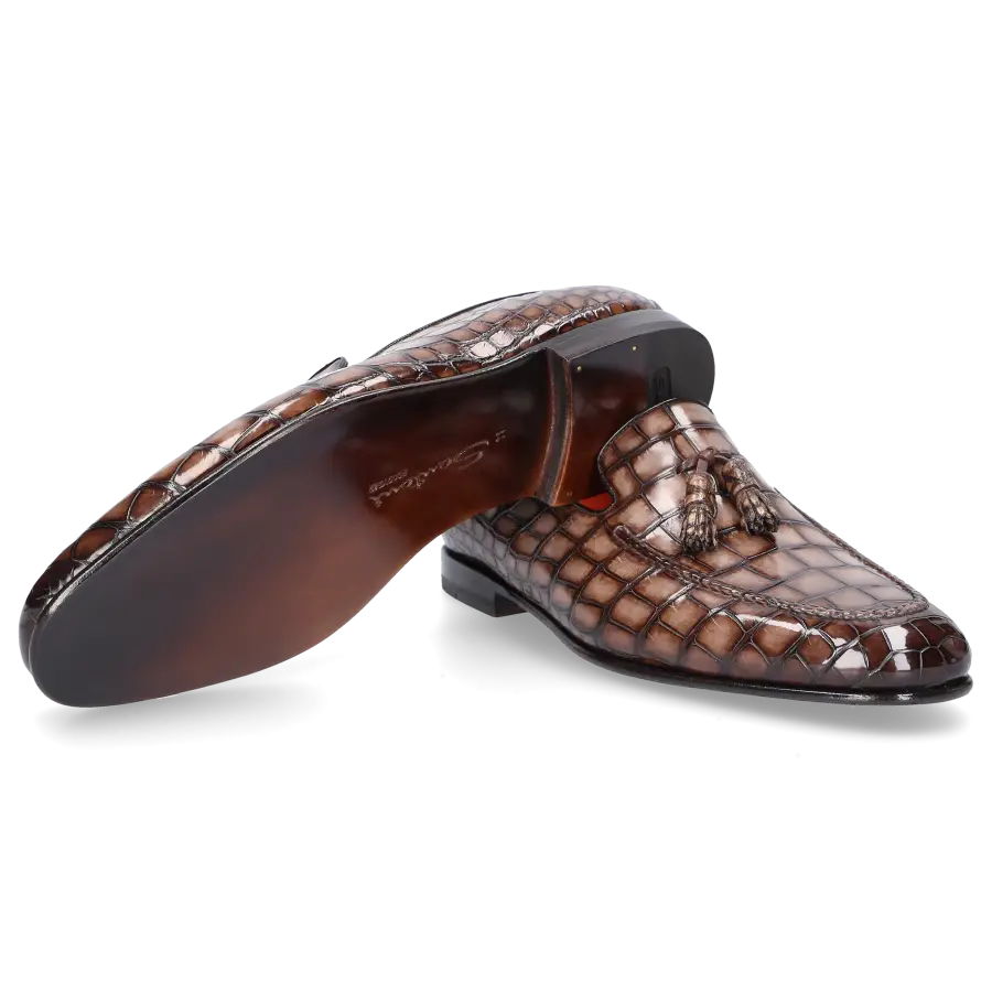 Santoni - Loafer 15608 Alligatorleder - beige
