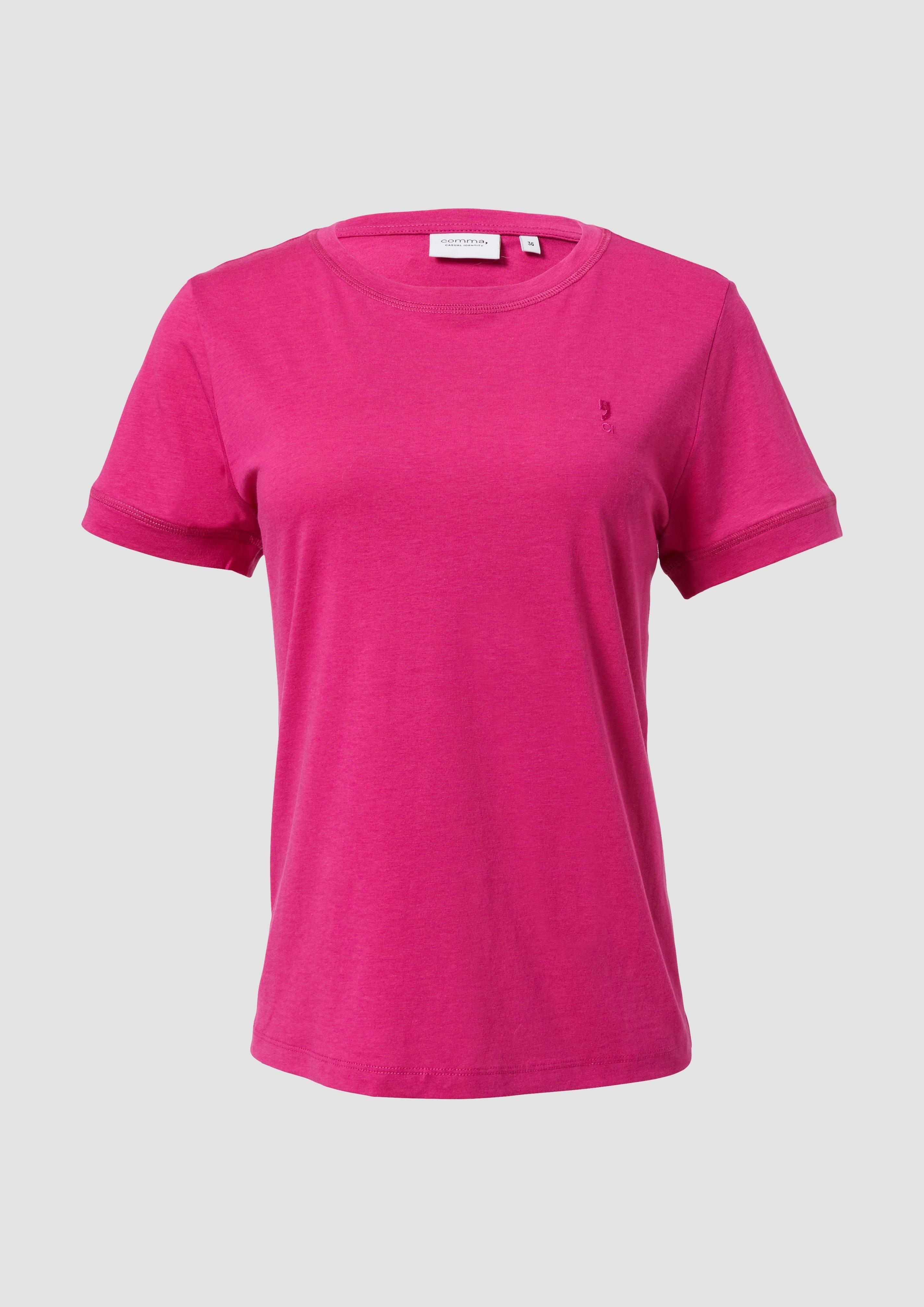 Weiches T-Shirt mit Logo-Stickerei - himbeere