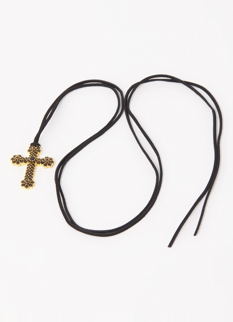 Ogrlica Franky Amsterdam The Kourtney Cross, pozlačena