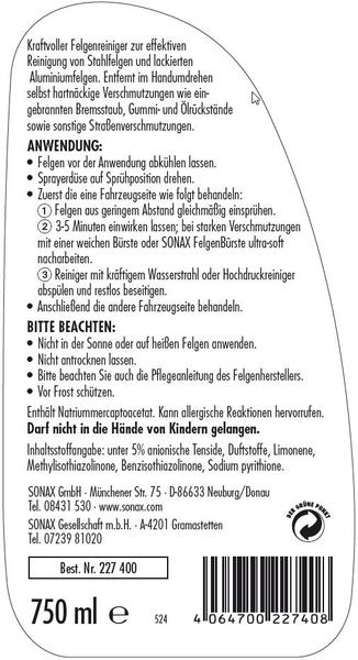 SONAX 227400 FelgenStar 750 ml - ATU