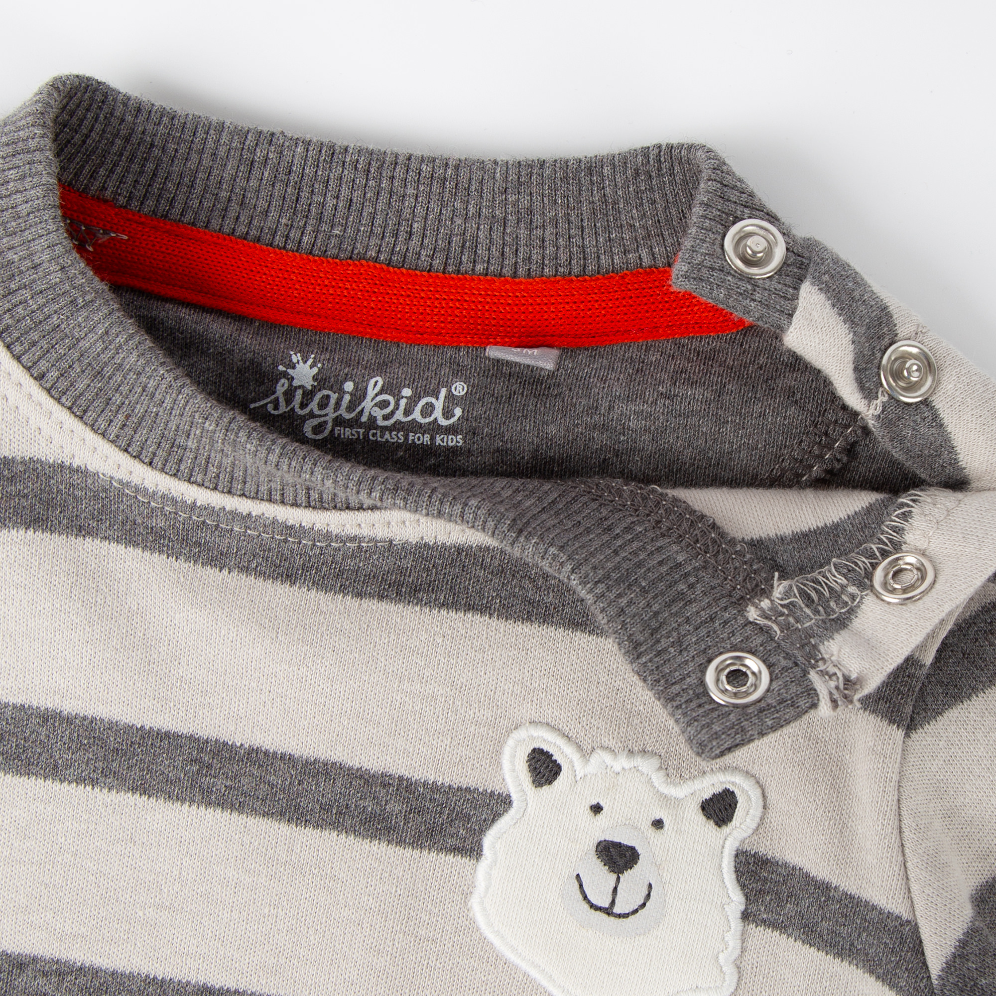 Baby Langarmshirt Eisbär, grau geringelt