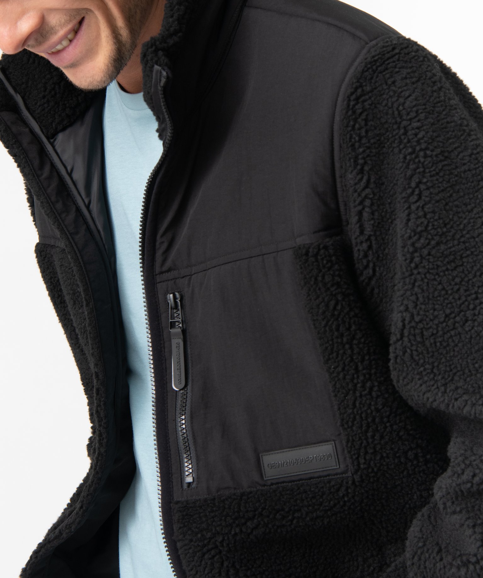 Sweat homme zippé en sherpa beige | GEMO