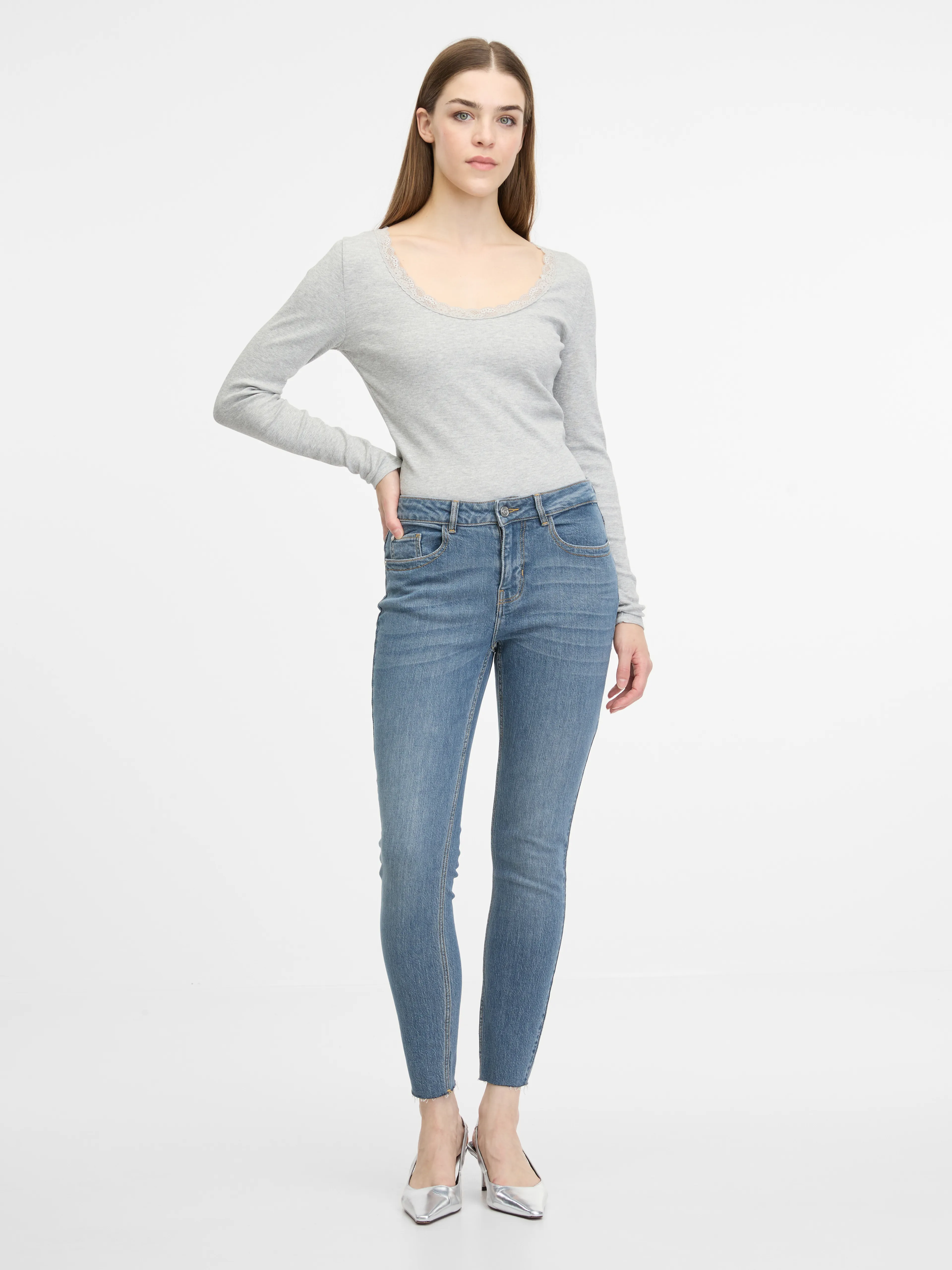 Cremefarbenes Damen-Langarm T-Shirt ORSAY