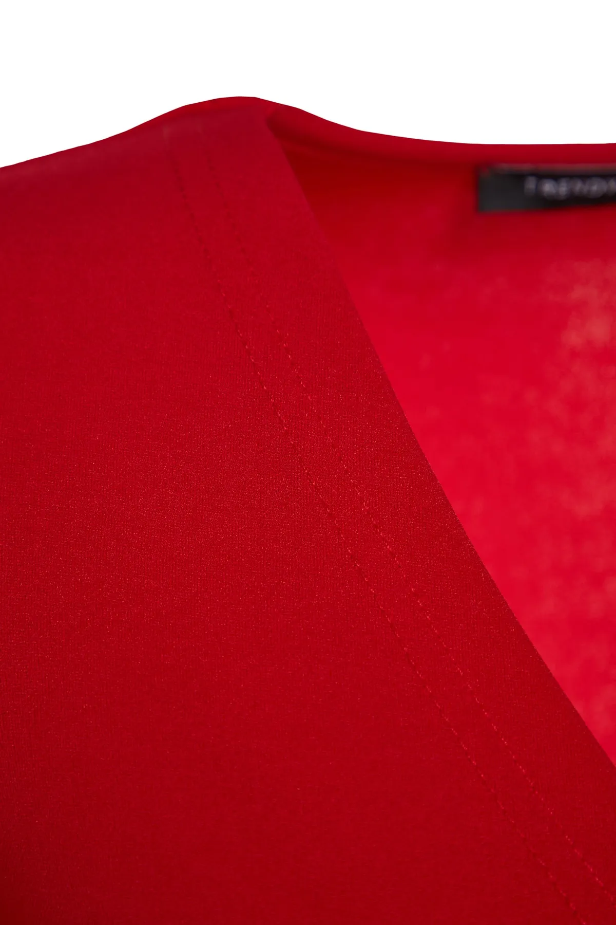 Trendyol Collection  Rotes, zweireihiges Mini-Strickkleid aus Krepp in A-Linie mit Kragen TWOSS23EL01703