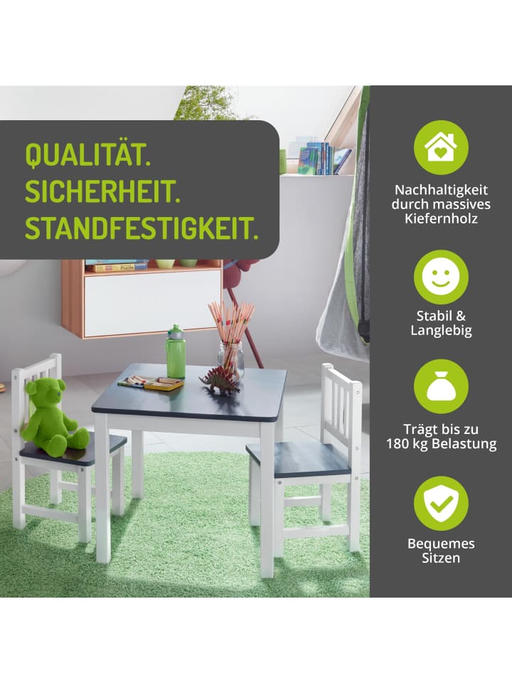 BOMI 3-tlg. Kindersitzgruppe Amy in Grau / weiß günstig kaufen onesize