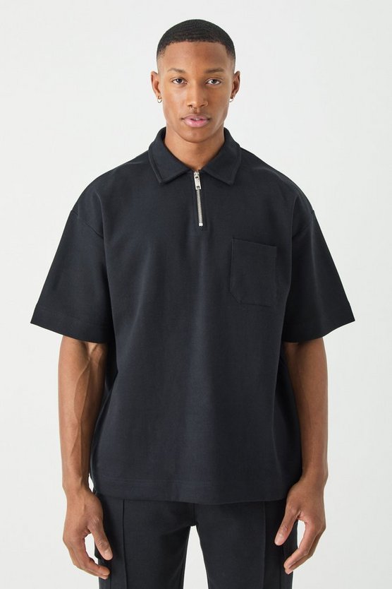 Oversize Man Poloshirt mit Tasche